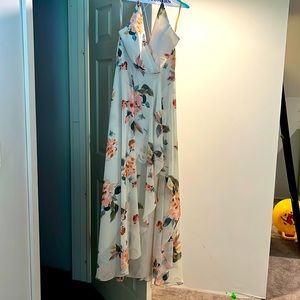 Jenny Yoo Farrah halter gown. Color is soft sage multi. Size 8